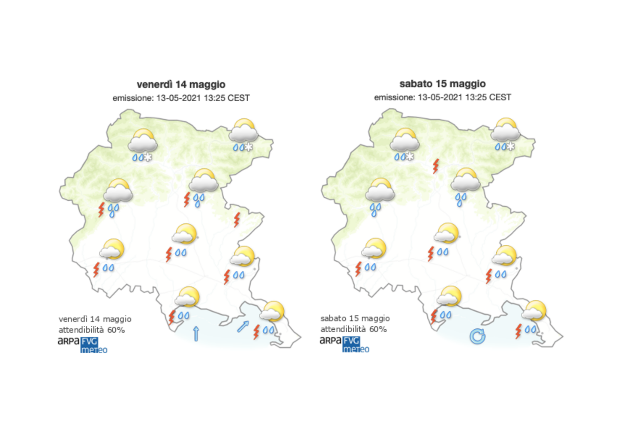 Immagine per Instabilità costante sul Goriziano, nuvole e pioggia per tutto il weekend